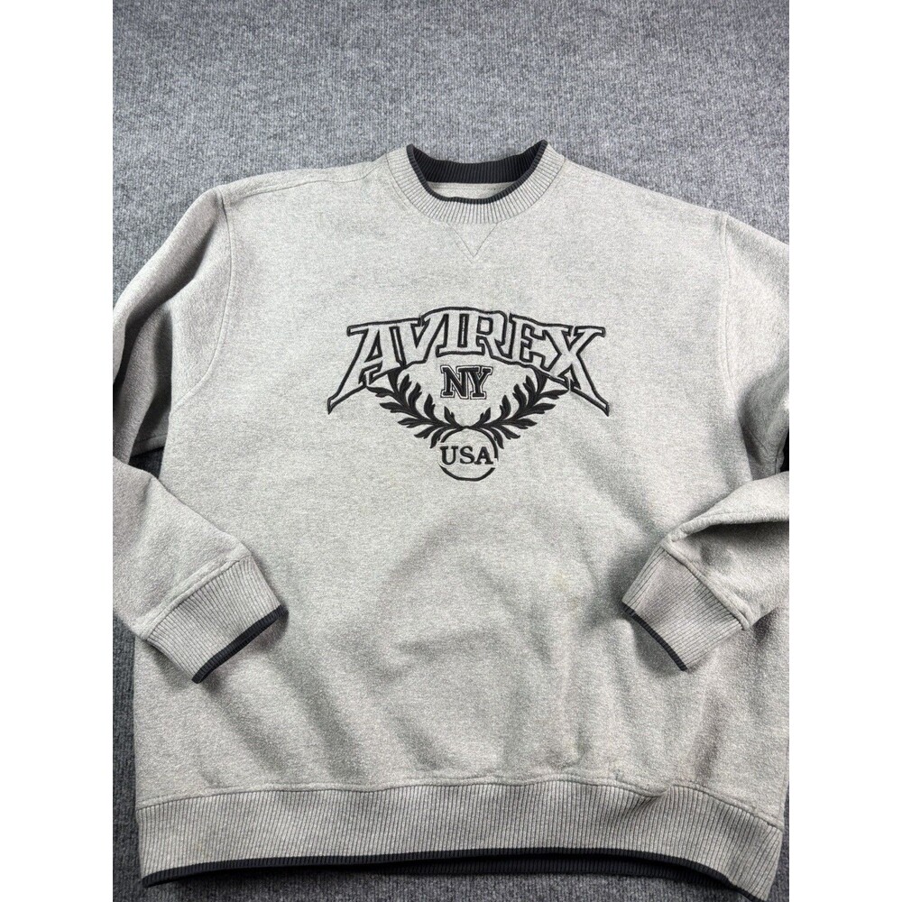 Avirex NY USA Men’s 3XL Gray Embroidered Crewneck Sweatshirt Streetwear